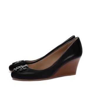 Tory Burch Wedge Heel Pumps Black Lowell 65mm